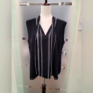 WHBM Black and White Sleeveless Top with Neck Tie Size 12